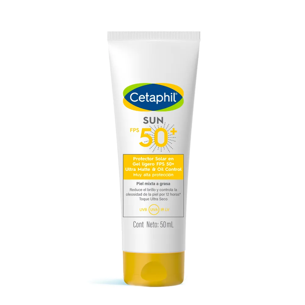Cetaphil Protector Solar En Gel Ligero Fps 50+ Ultra Mate & Oil Control Sin Color 50Ml